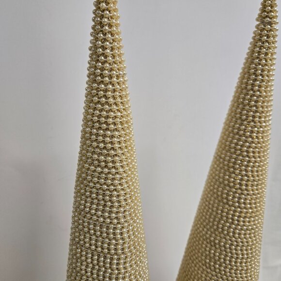 24 inch tall Pair of pearl decorated trees - tabletop Christmas décor - Picture 4 of 6